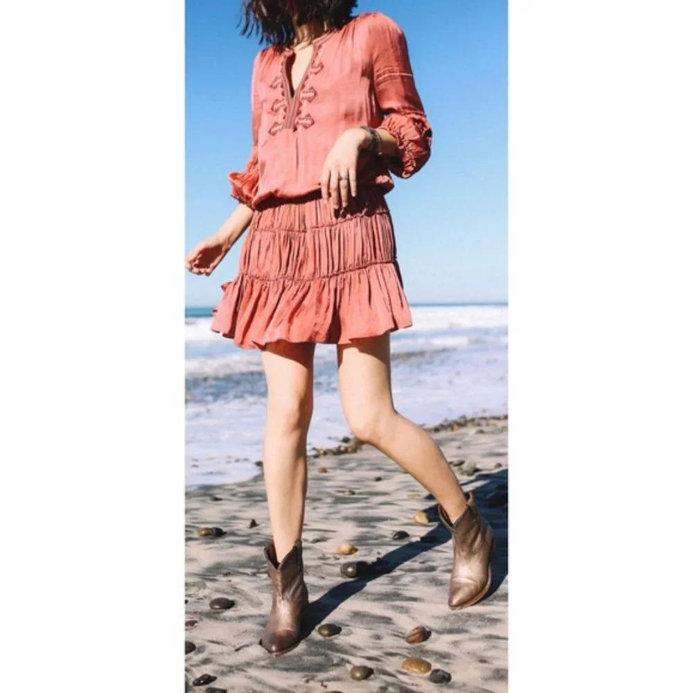 $379 Frye Billy Pull On Sunflower Tan/Beige Distressed Leather Cowboy Short Boot - Picture 6 of 15